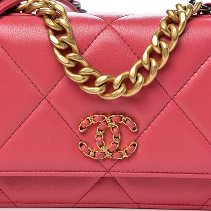 Chanel Lambskin Quilted 19 Wallet On Chain WOC Pink 12 of 13