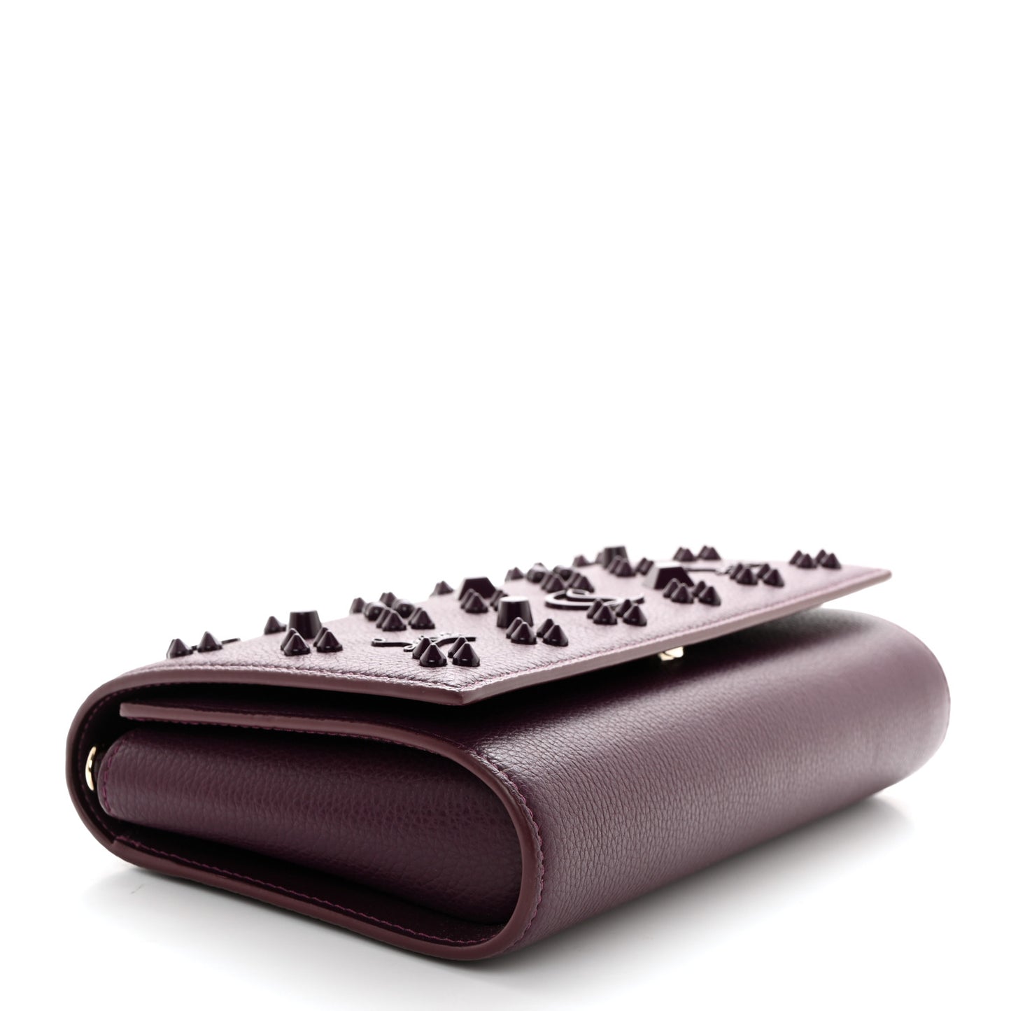 Calfskin Spikes Loubinthesky Paloma Clutch Merlot