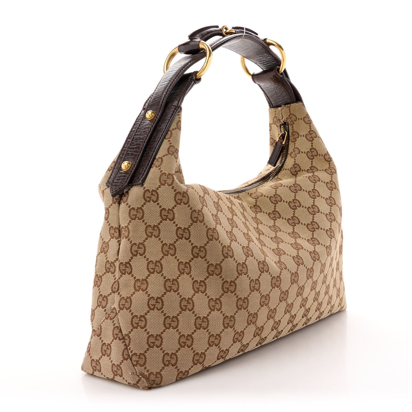 Monogram Medium Horsebit Chain Hobo Dark Brown