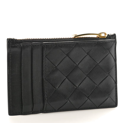 Bottega Veneta Calfskin Intrecciato Zip Card Holder Black 3 of 8