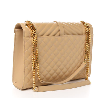 Saint Laurent Grain De Poudre Mixed Matelasse Large Triquilt Monogram Satchel Nude Powder 2 of 9