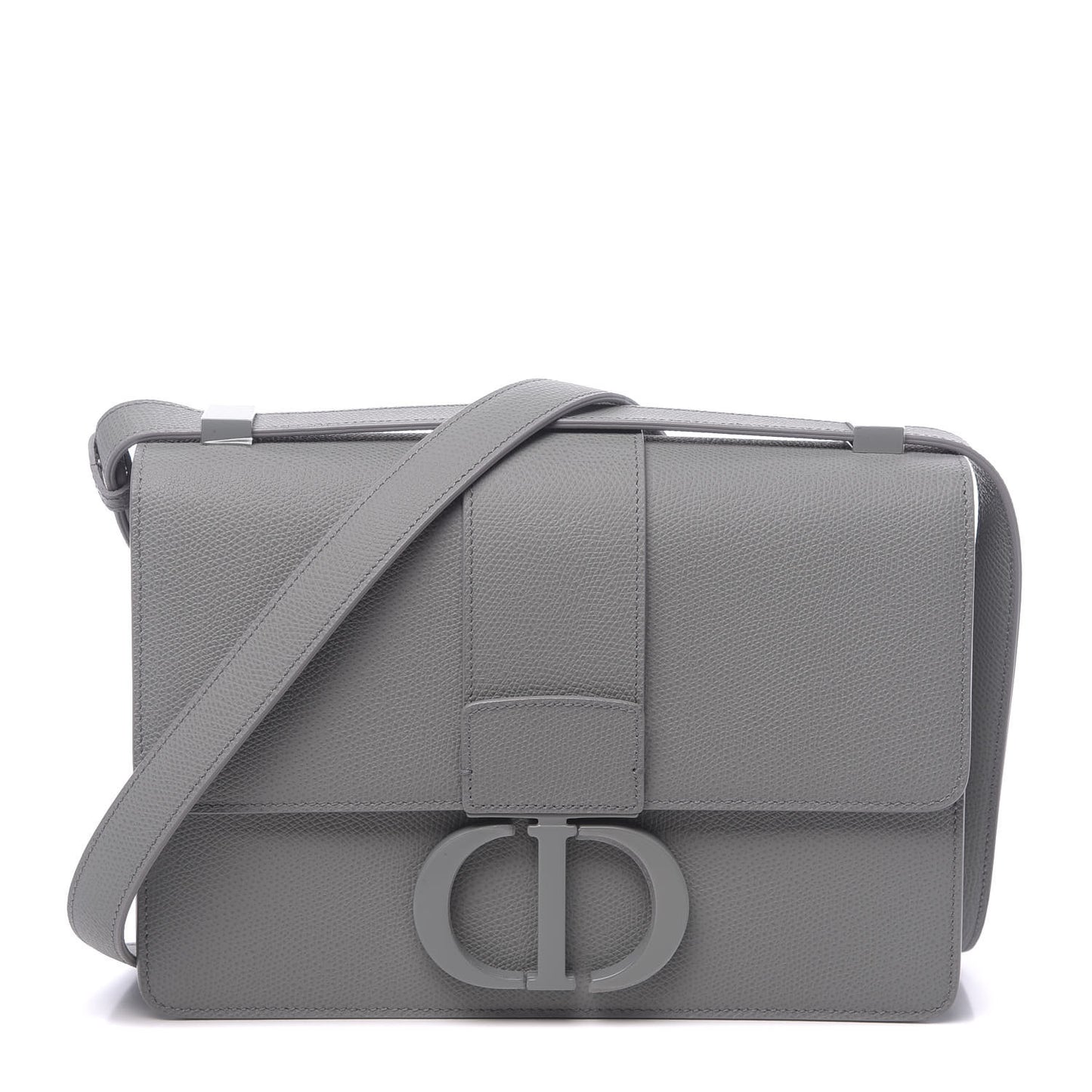 Ultra Matte Grained Calfskin 30 Montaigne Flap Bag Grey