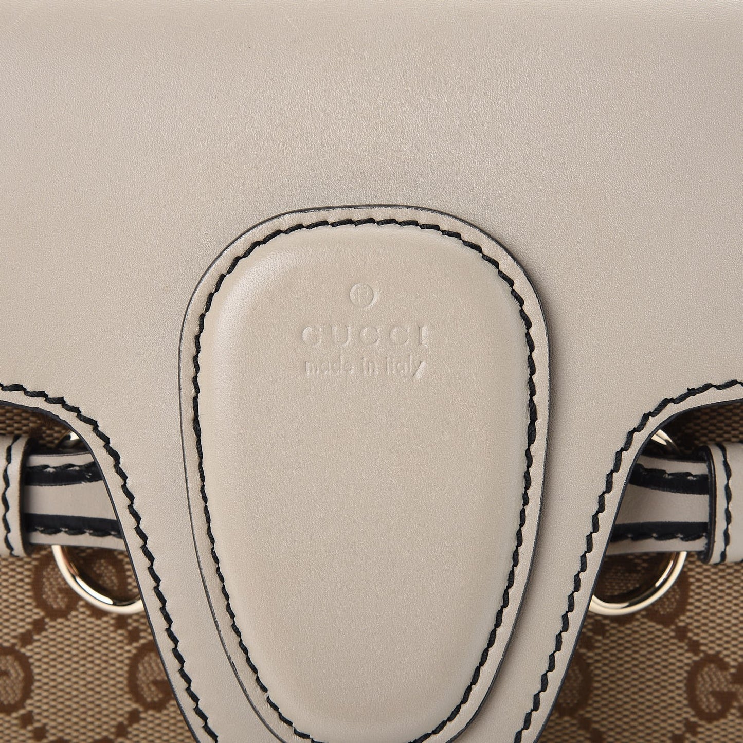 Monogram Margaux Calfskin Medium Emily Chain Shoulder Bag Beige Ebony Mystic White