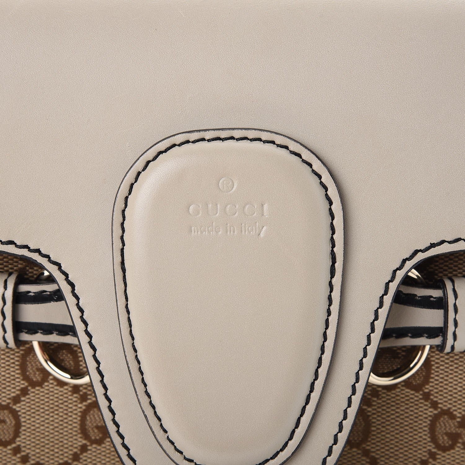 Gucci Monogram Margaux Calfskin Medium Emily Chain Shoulder Bag Beige Ebony Mystic White 8 of 9