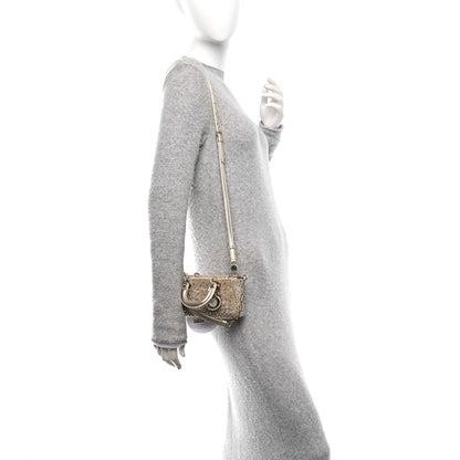 Christian Dior Metallic Lambskin Crystal Beaded Embroidered Micro Lady D-Joy Gold 2 of 11