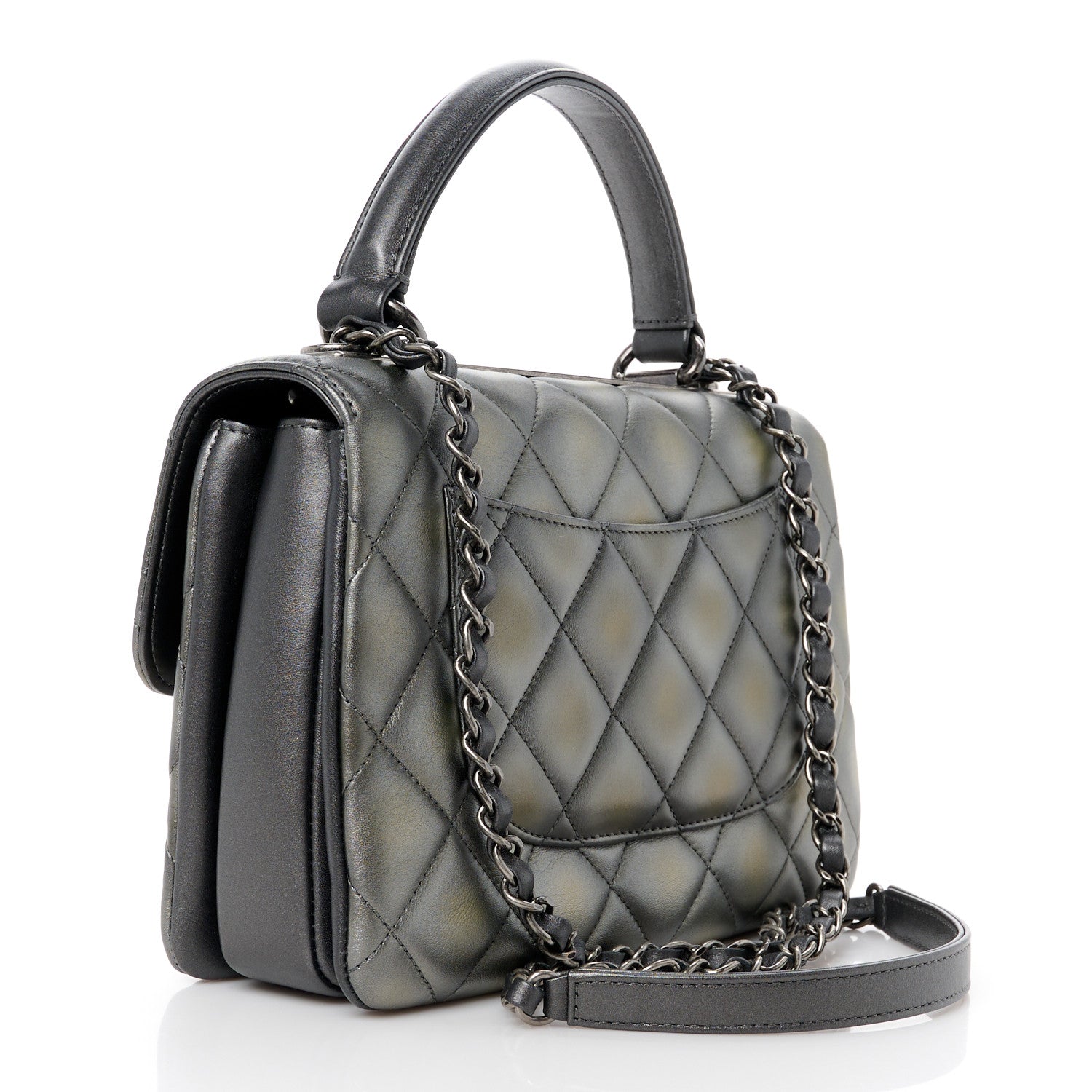 Chanel Metallic Faded Calfskin Quilted Small Trendy CC Dual Handle Flap Bag Silver Gold 3 of 14