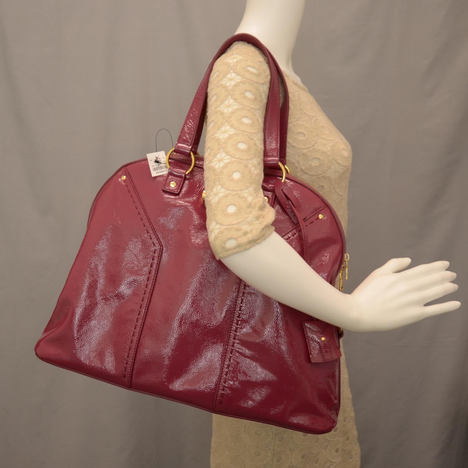 Saint Laurent Patent Leather Oversized Muse Berry 2 of 7
