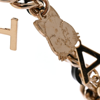 Chanel Metal Lambskin Crystal Chain CC Charms Bracelet Gold Black 6 of 7