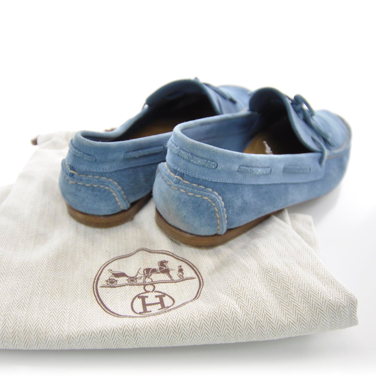 Hermes Suede Amico Loafers 40 Bleu Thalassa 3 of 6