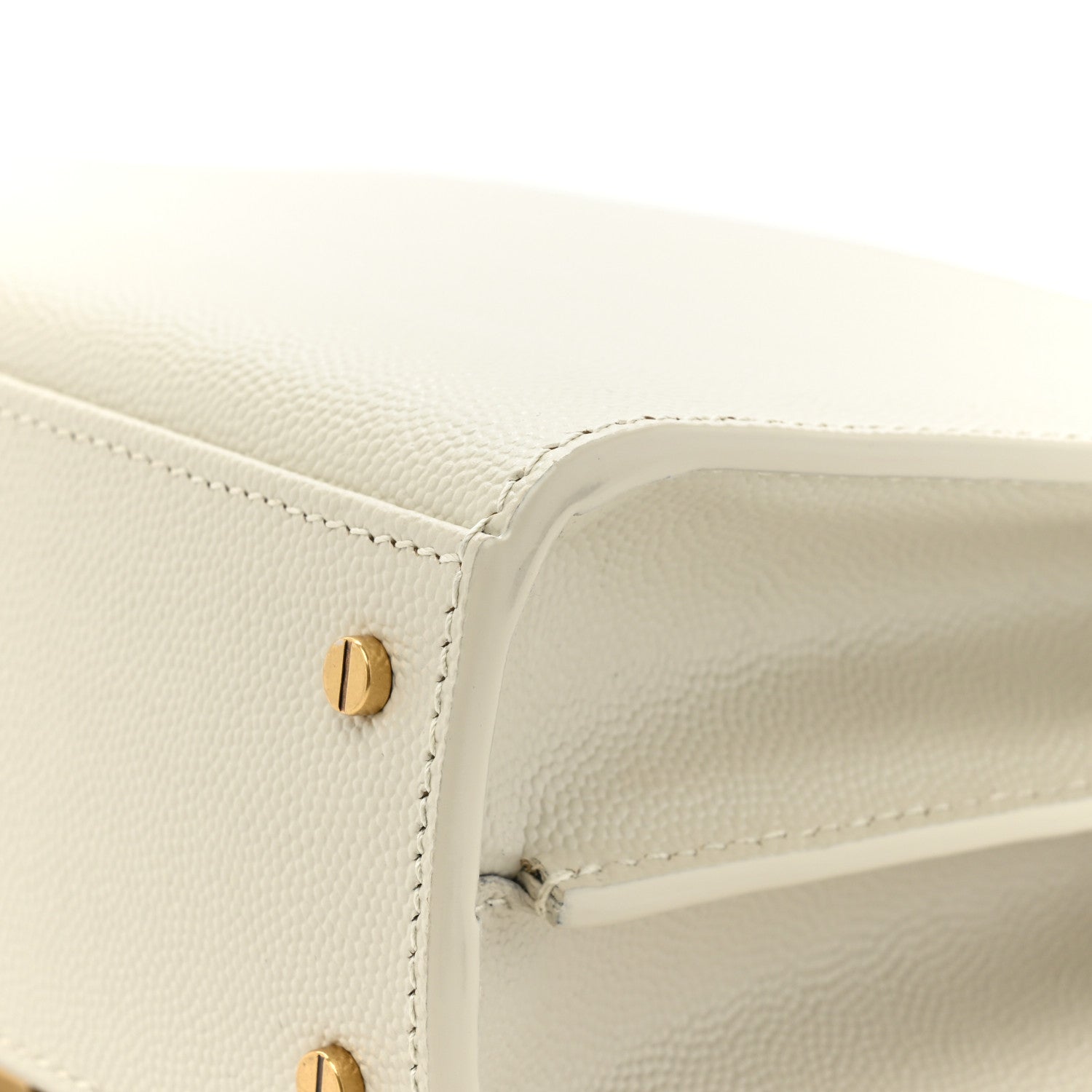Saint Laurent Grain de Poudre Mini Classic Monogram Cassandra Top Handle Vintage White 11 of 14