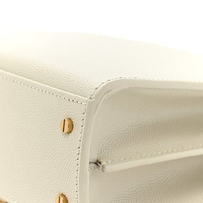 Saint Laurent Grain de Poudre Mini Classic Monogram Cassandra Top Handle Vintage White 11 of 14