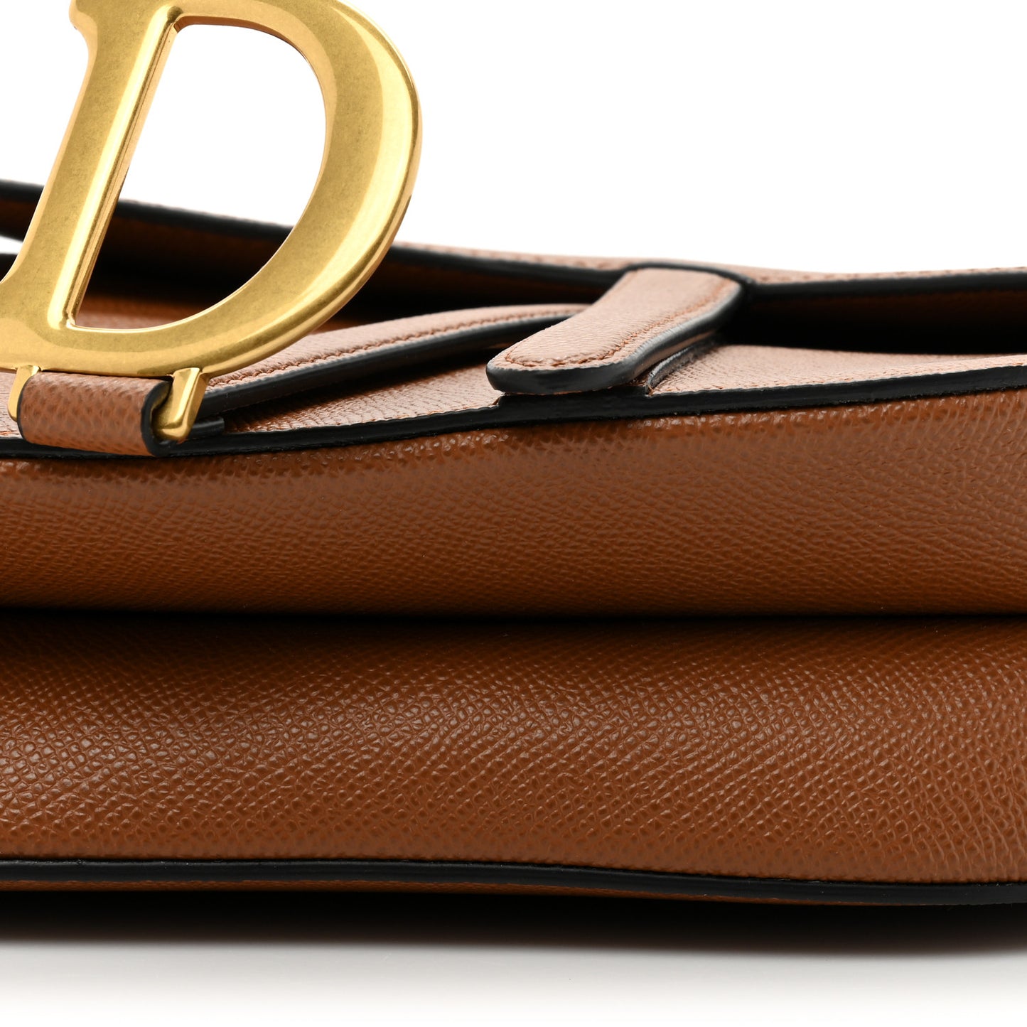 Grained Calfskin Saddle Bag With Strap Camello