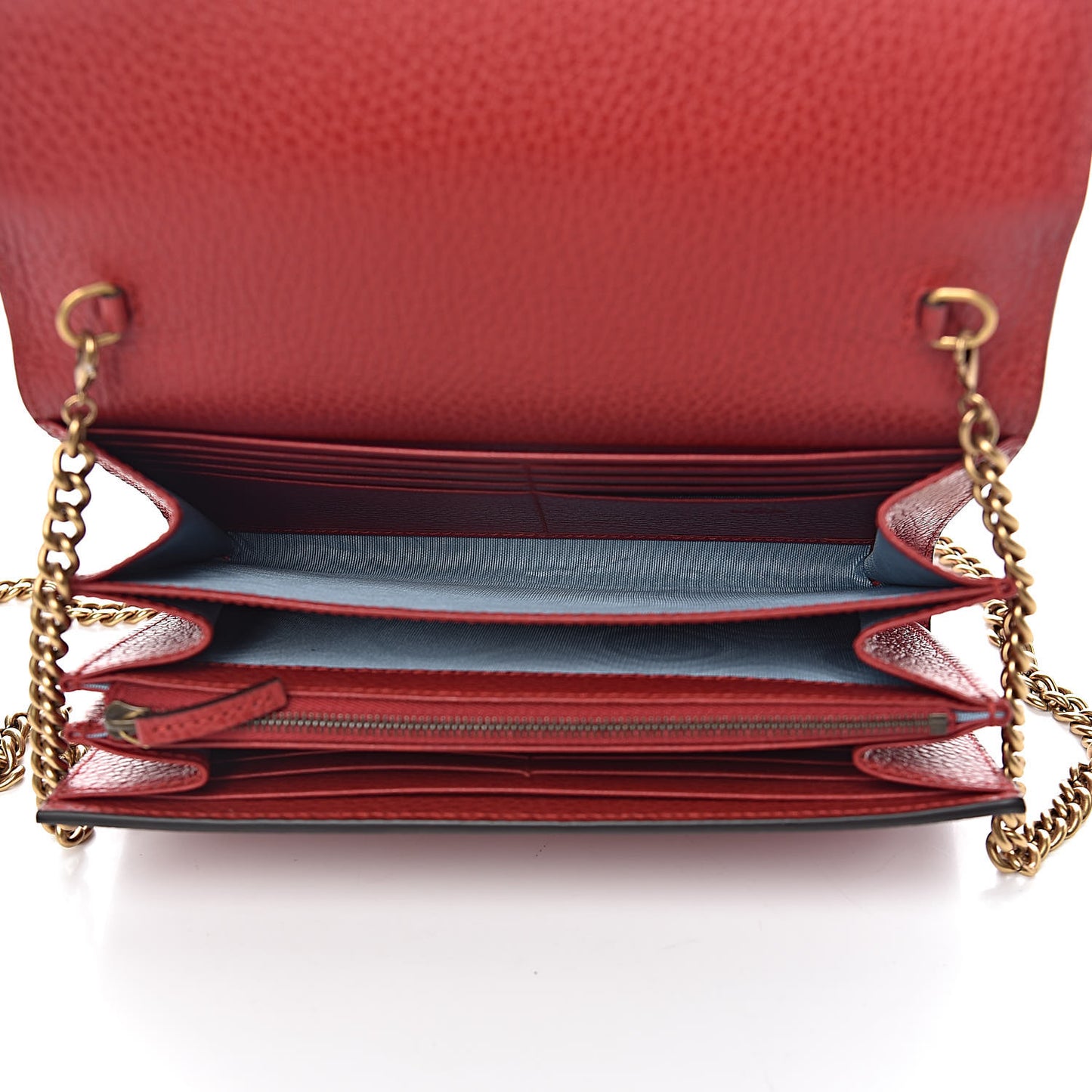 Calfskin Garden Dionysus Chain Wallet Hibiscus Red