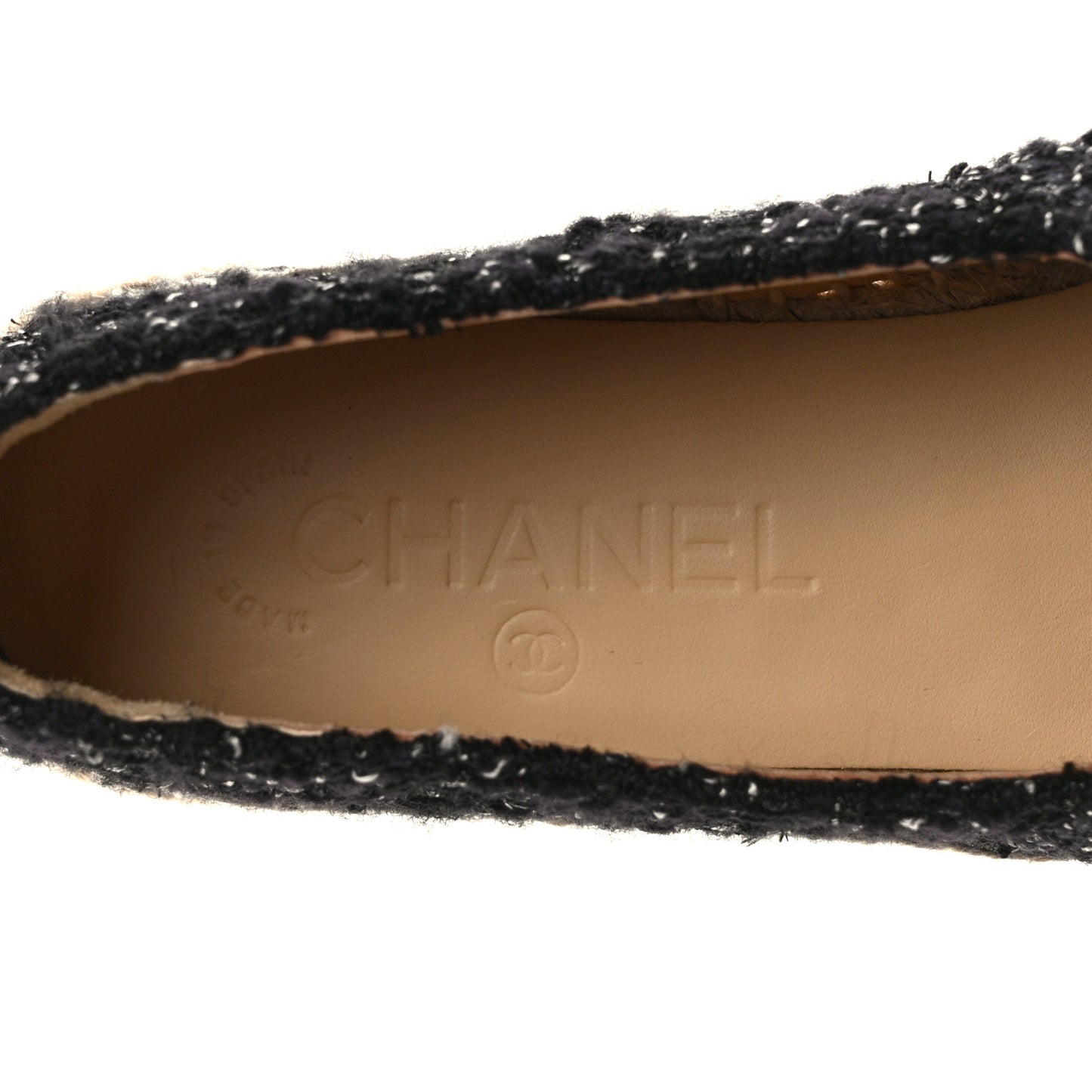 Metallic Lambskin Tweed CC Espadrilles 37 Black Silver