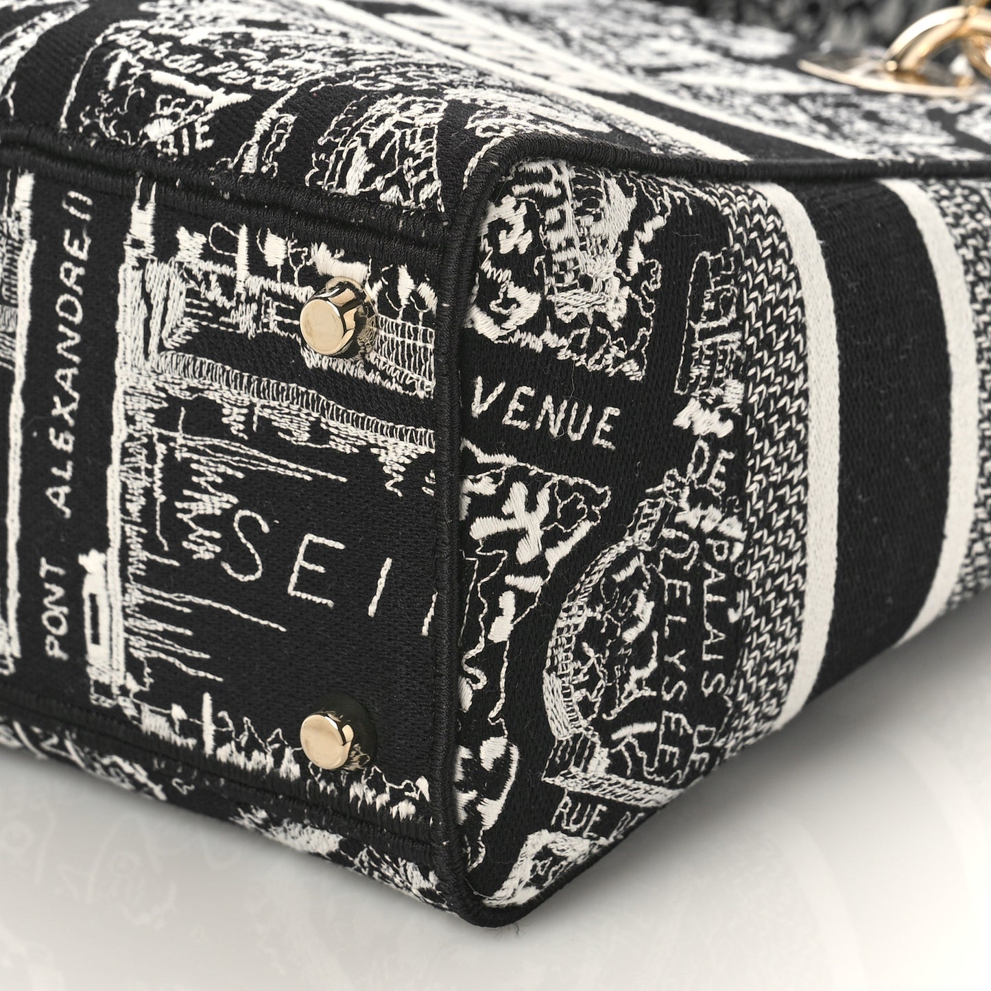 Canvas Embroidered Medium Plan de Paris Lady D-Lite Black White