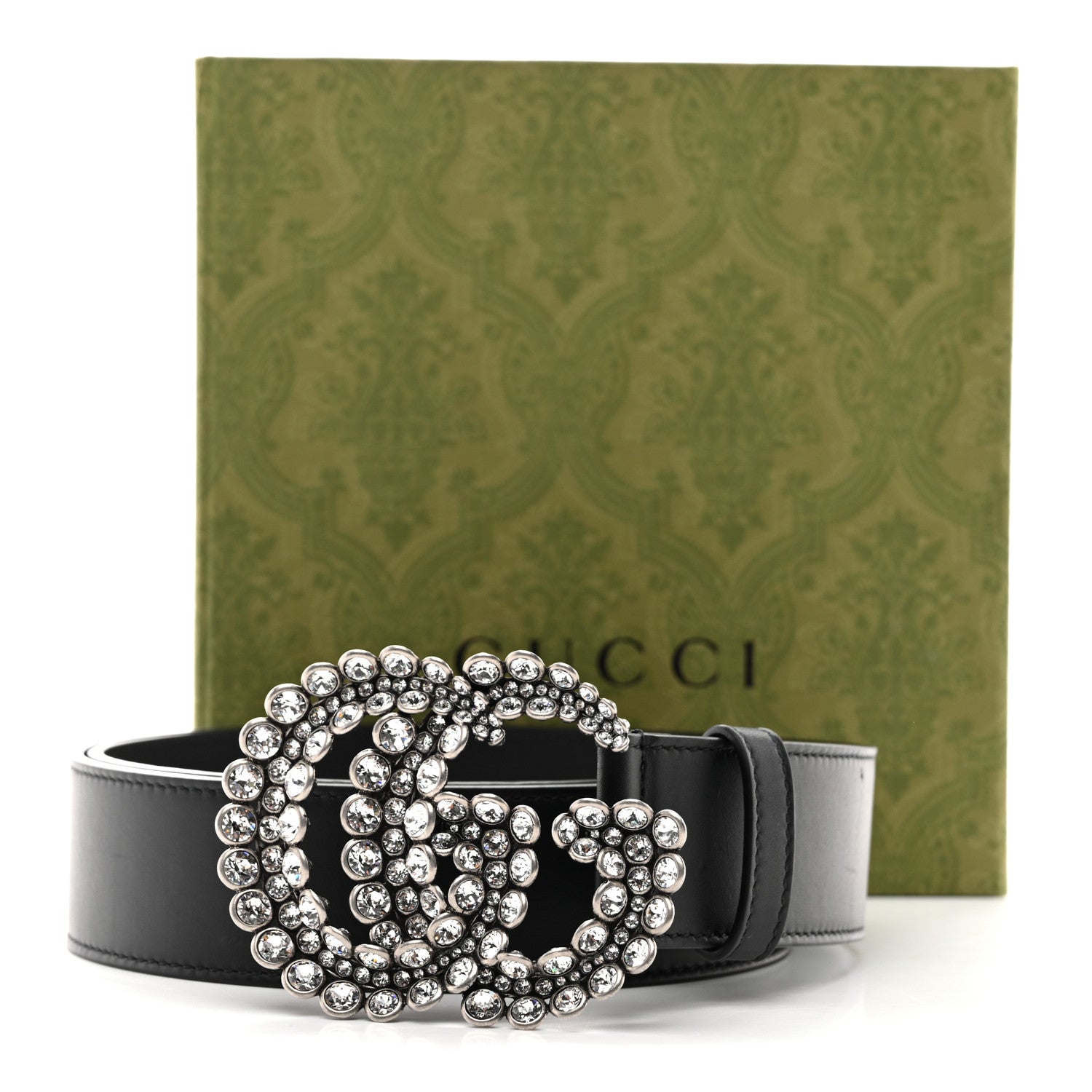 Gucci Calfskin Crystal Double G 40mm Belt 90 36 Black 5 of 5