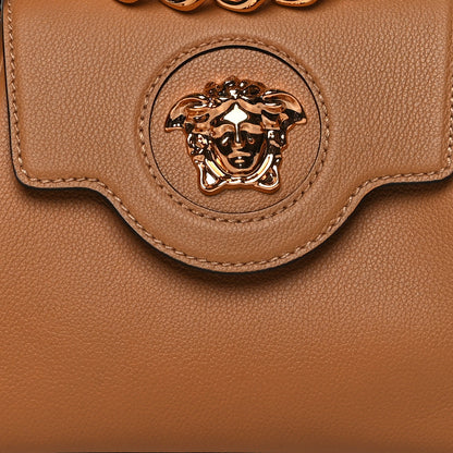 Versace Grained Calfskin Small La Medusa Top Handle Bag Brown 6 of 9