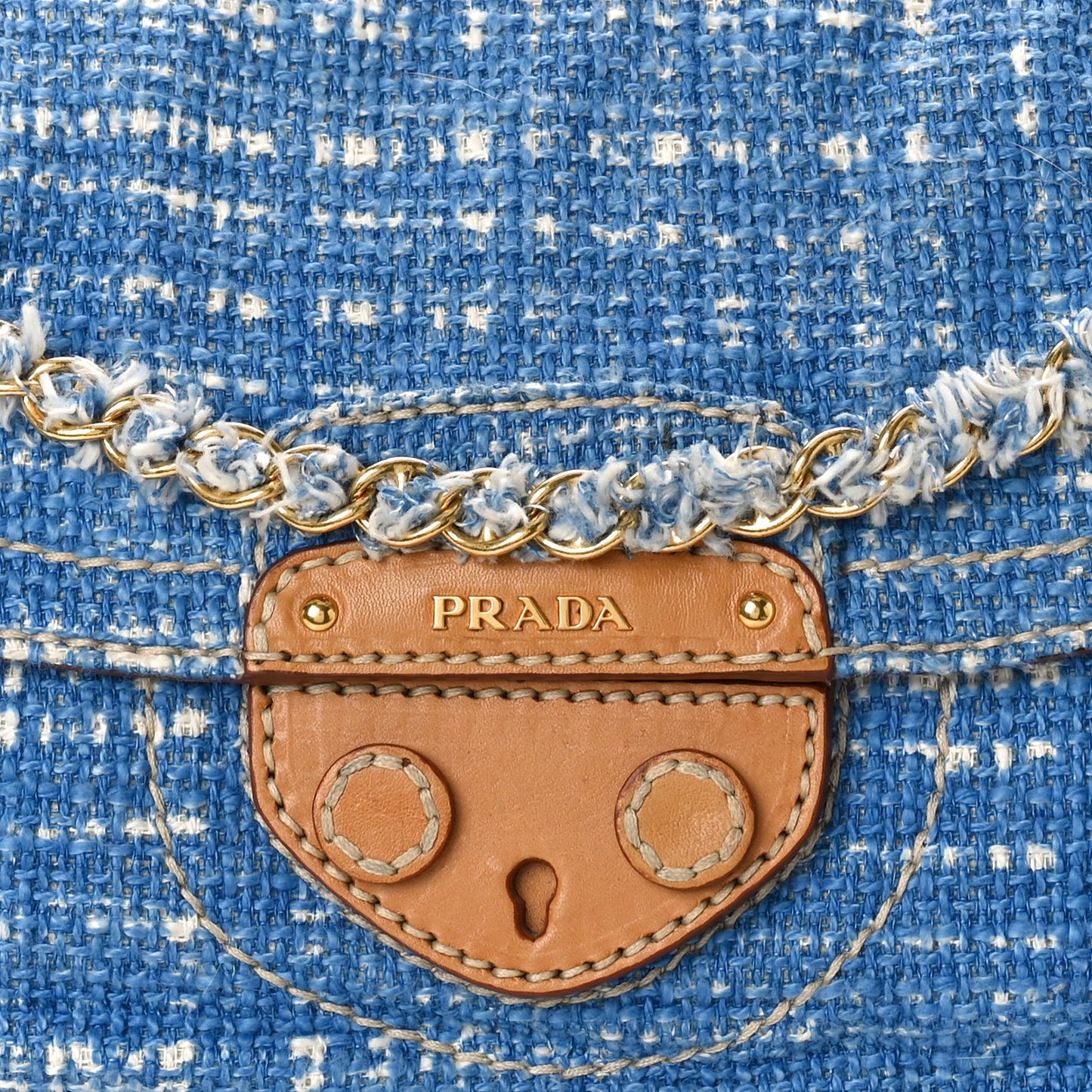 Tweed Medium Shoulder Bag Blue