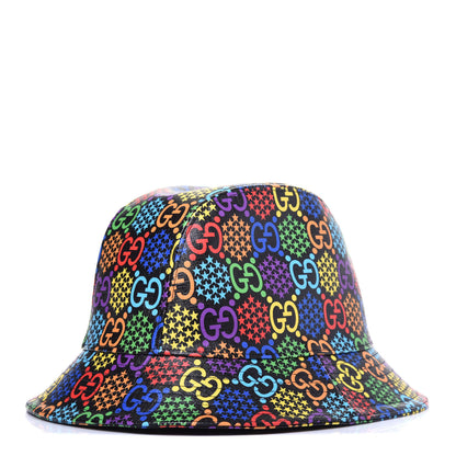 Gucci GG Supreme Monogram Psychedelic Fedora Hat L Black Multicolor 1 of 6