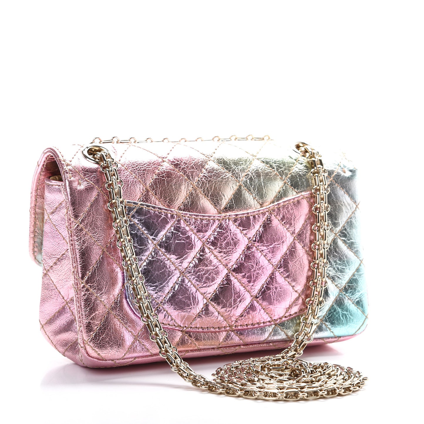 Metallic Goatskin Quilted Mini 2.55 Reissue Flap Multicolor