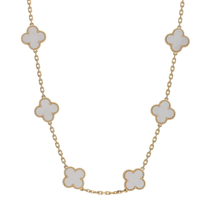 Van Cleef & Arpels 18K Yellow Gold Mother of Pearl 10 Motifs Vintage Alhambra Necklace 1 of 5