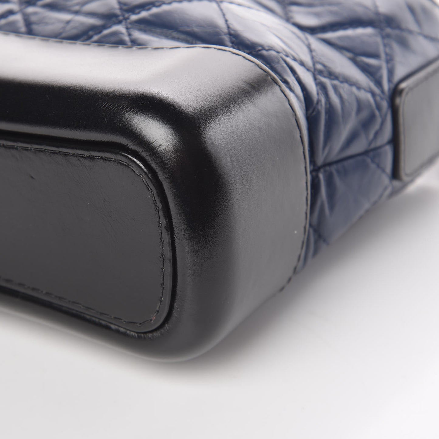Aged Calfskin Quilted Small Gabrielle Hobo Navy Black