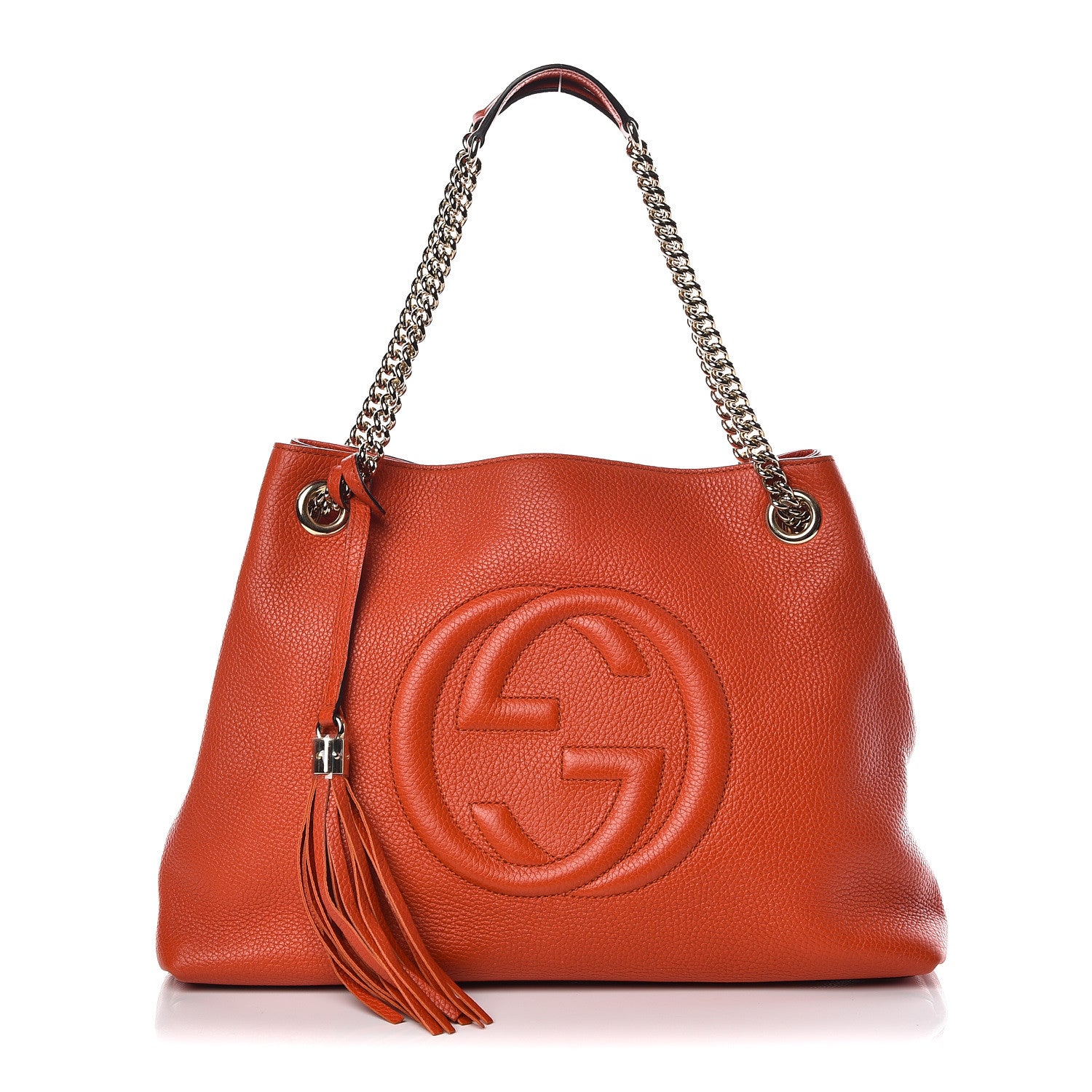 Gucci Pebbled Calfskin Medium Soho Chain Shoulder Bag Sun Orange 1 of 10