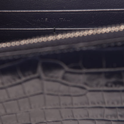 Saint Laurent Calfskin Crocodile Embossed Kate Monogram Tassel Chain Wallet Deep Marine 7 of 9