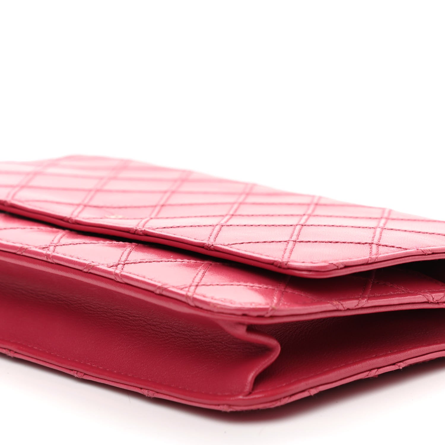 Chanel Lambskin Diamond Stitched Wallet On Chain WOC Pink 10 of 13