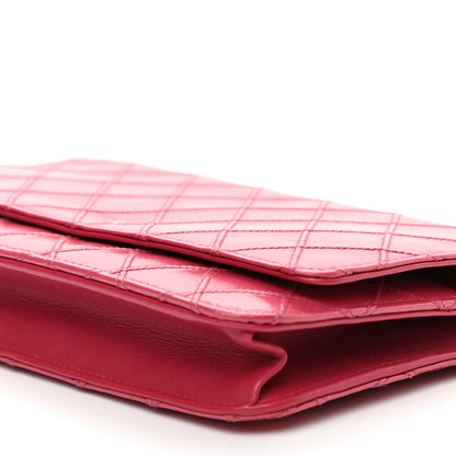 Chanel Lambskin Diamond Stitched Wallet On Chain WOC Pink 10 of 13