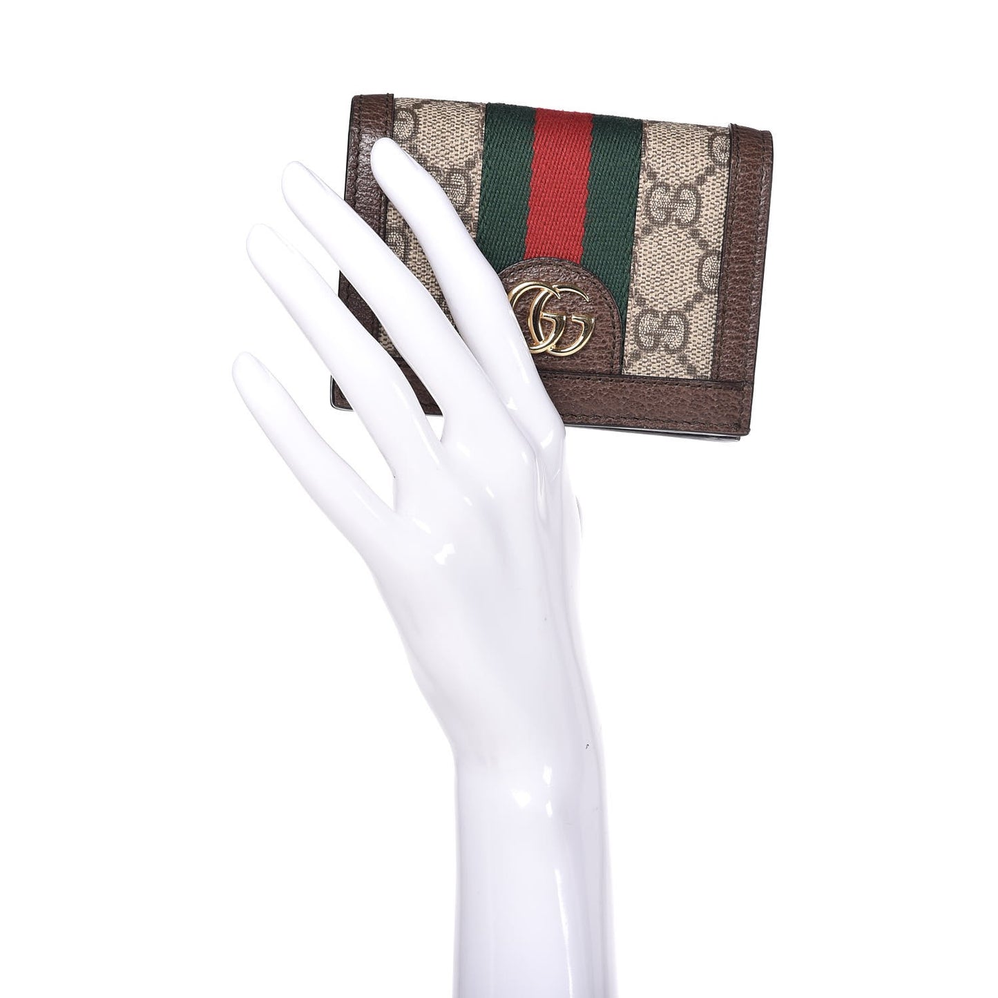 GG Supreme Monogram Web Ophidia Card Case Beige New Acero