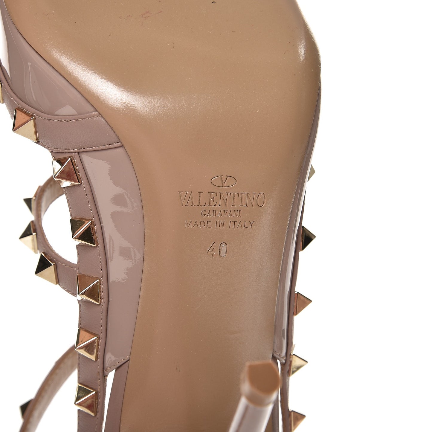 Patent Rockstud Ankle Strap Pumps 40 Poudre