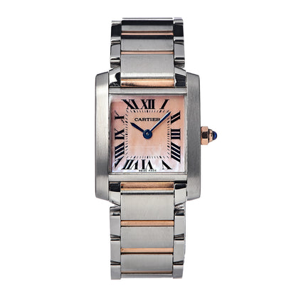 Cartier Stainless Steel 18K Pink Gold Mother of Pearl 20mm Tank Francaise Quartz Watch 1 of 7