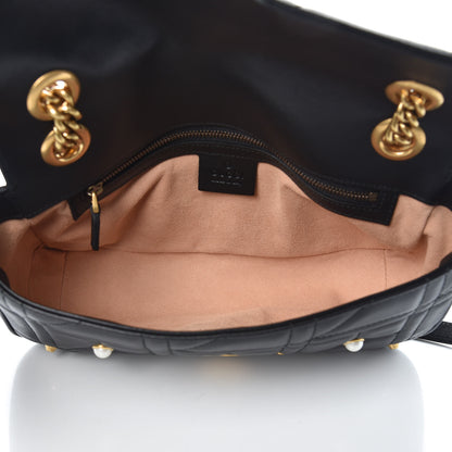Gucci Calfskin Matelasse Studded Small Pearly GG Marmont Shoulder Bag Black 5 of 8