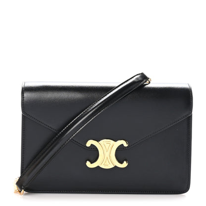 Celine Shiny Calfskin Triomphe Margo Wallet on Chain Black 1 of 11