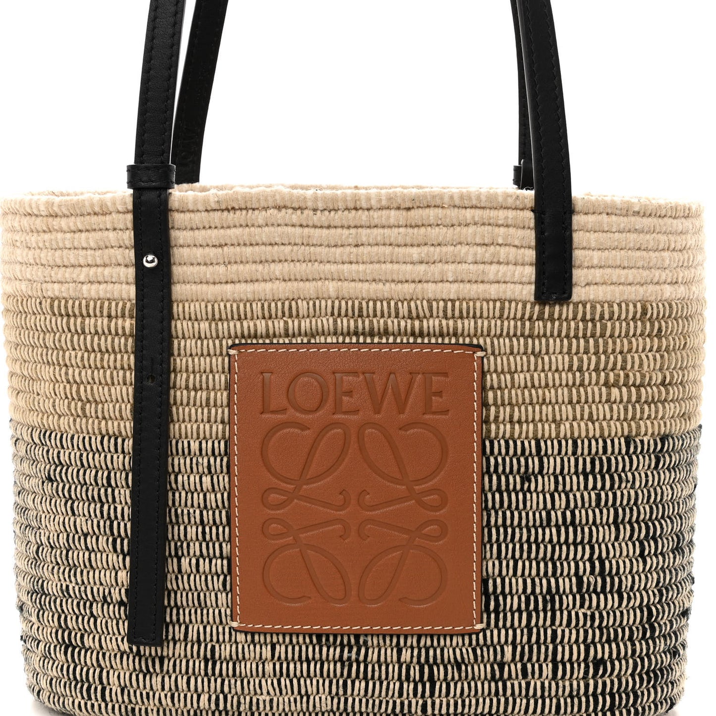 Raffia Square Small Basket Tote Bag Ombre Black