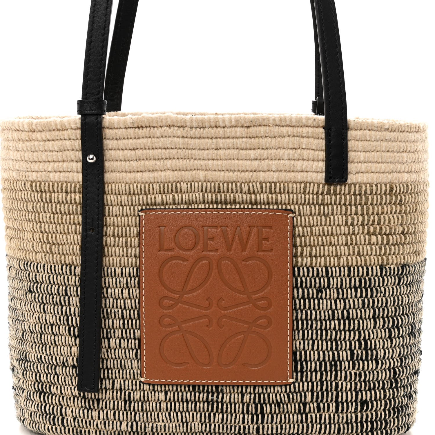 Loewe Raffia Square Small Basket Tote Bag Ombre Black 7 of 9