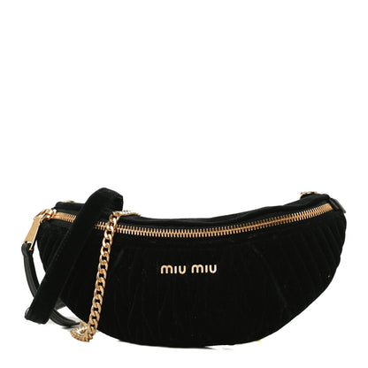 Miu Miu Velvet Matelasse Belt Bag Black 1 of 12