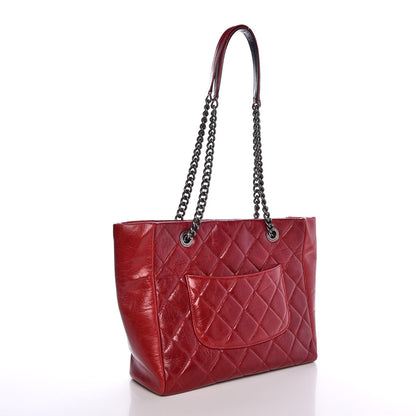 Chanel Glazed Calfskin Quilted Front Pocket Tote Red 3 of 7