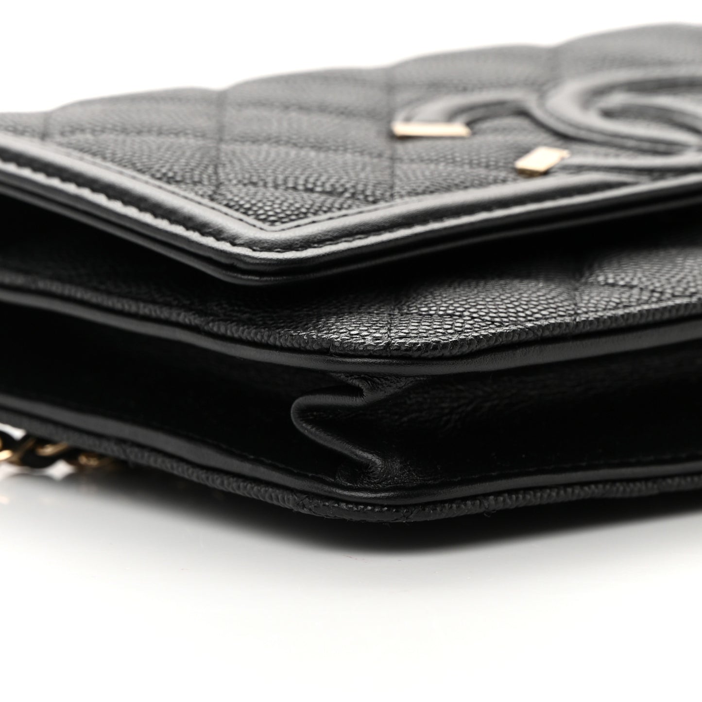 Caviar Quilted CC Filigree Wallet On Chain WOC Black