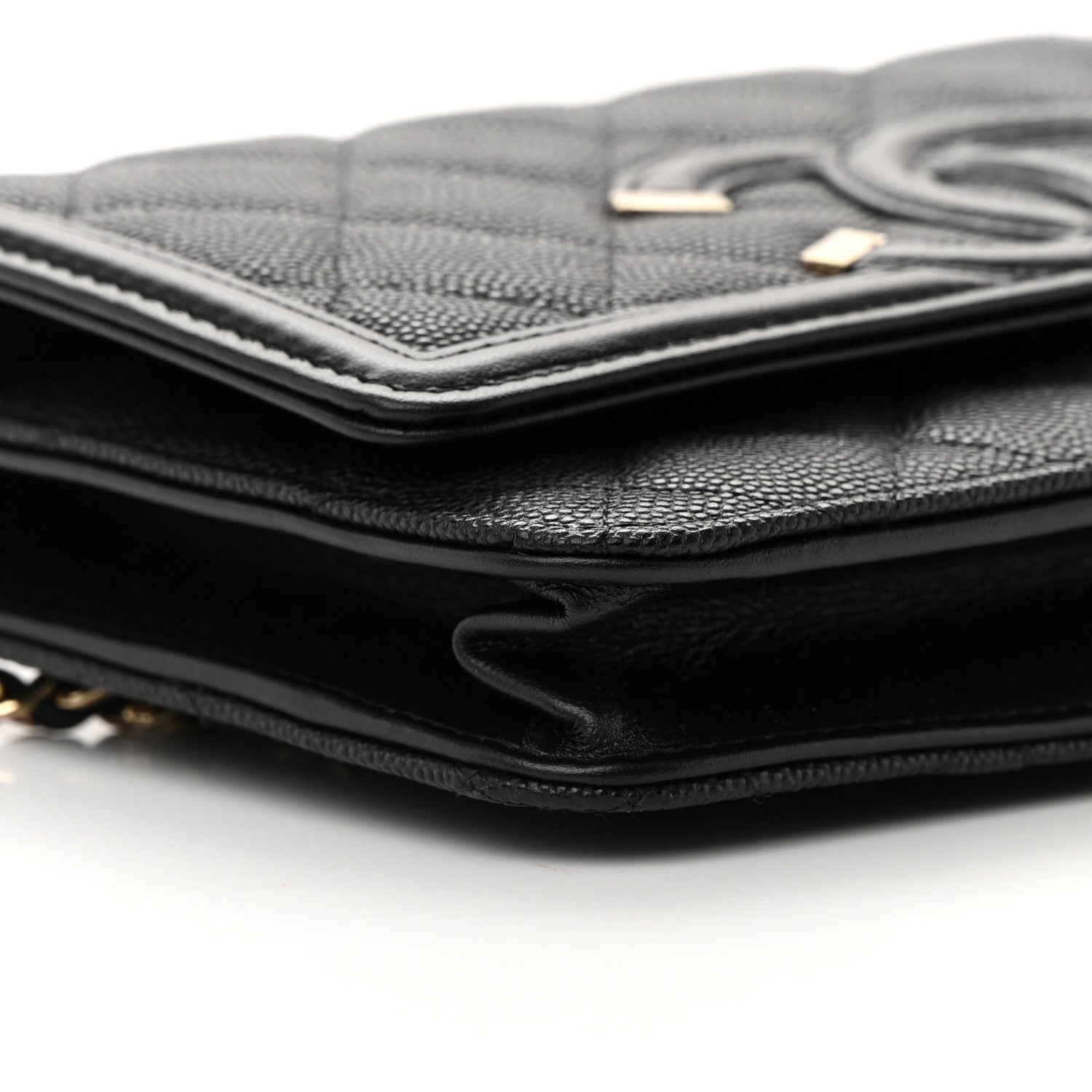 Chanel Caviar Quilted CC Filigree Wallet On Chain WOC Black 10 of 13