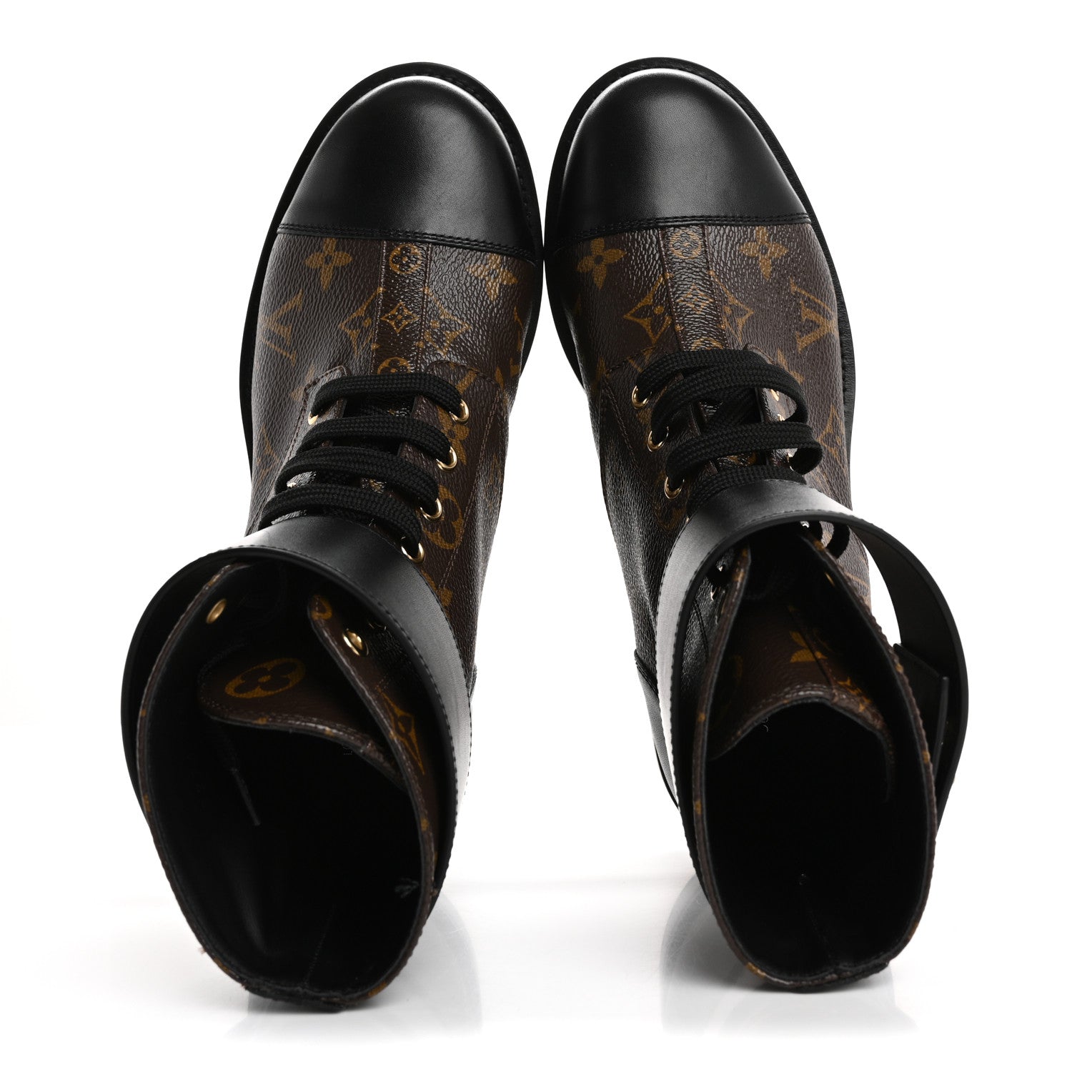 Louis Vuitton Calfskin Monogram Wonderland Flat Ranger Boots 38.5 Black 2 of 11
