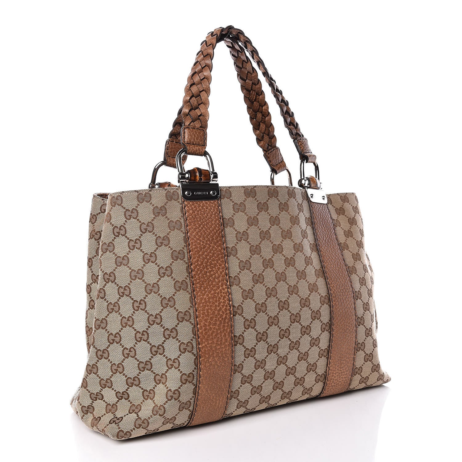 Gucci Monogram Medium Bamboo Bar Tote Brown 3 of 10