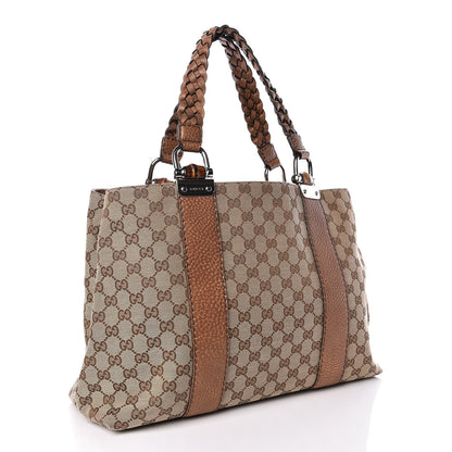 Gucci Monogram Medium Bamboo Bar Tote Brown 3 of 10