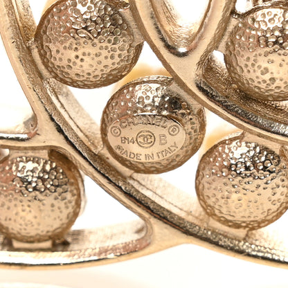 Chanel Pearl Crystal CC Brooch Gold Pearly White 3 of 4