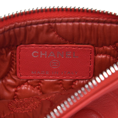 Chanel Goatskin Camellia Embossed Cosmetic Pouch Red 6 of 9