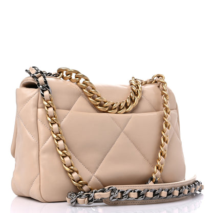 Chanel Lambskin Quilted Medium Chanel 19 Flap Light Beige 3 of 9