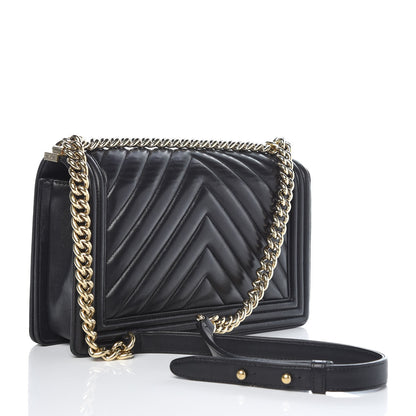 Chanel Lambskin Chevron Quilted New Medium Boy Flap Black 3 of 8