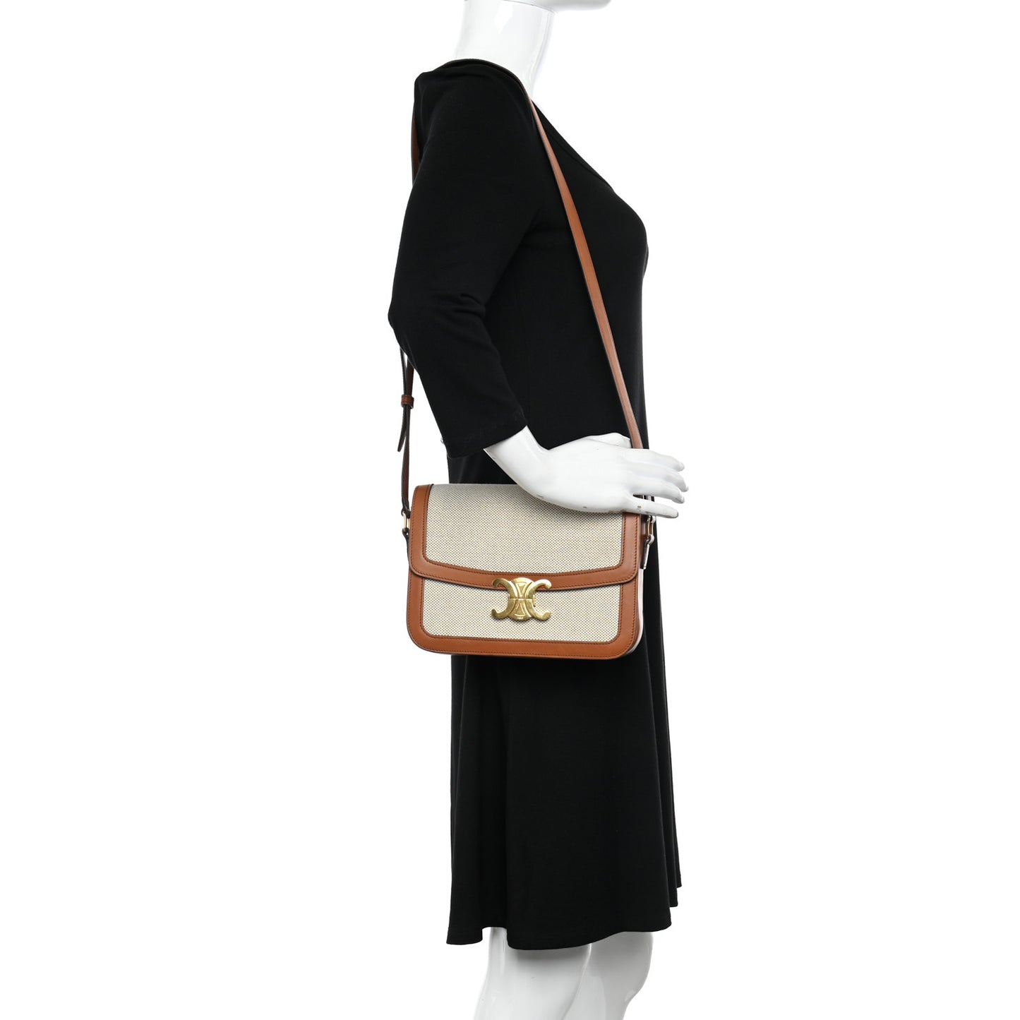 Textile Calfskin Classique Triomphe Bag Natural Tan