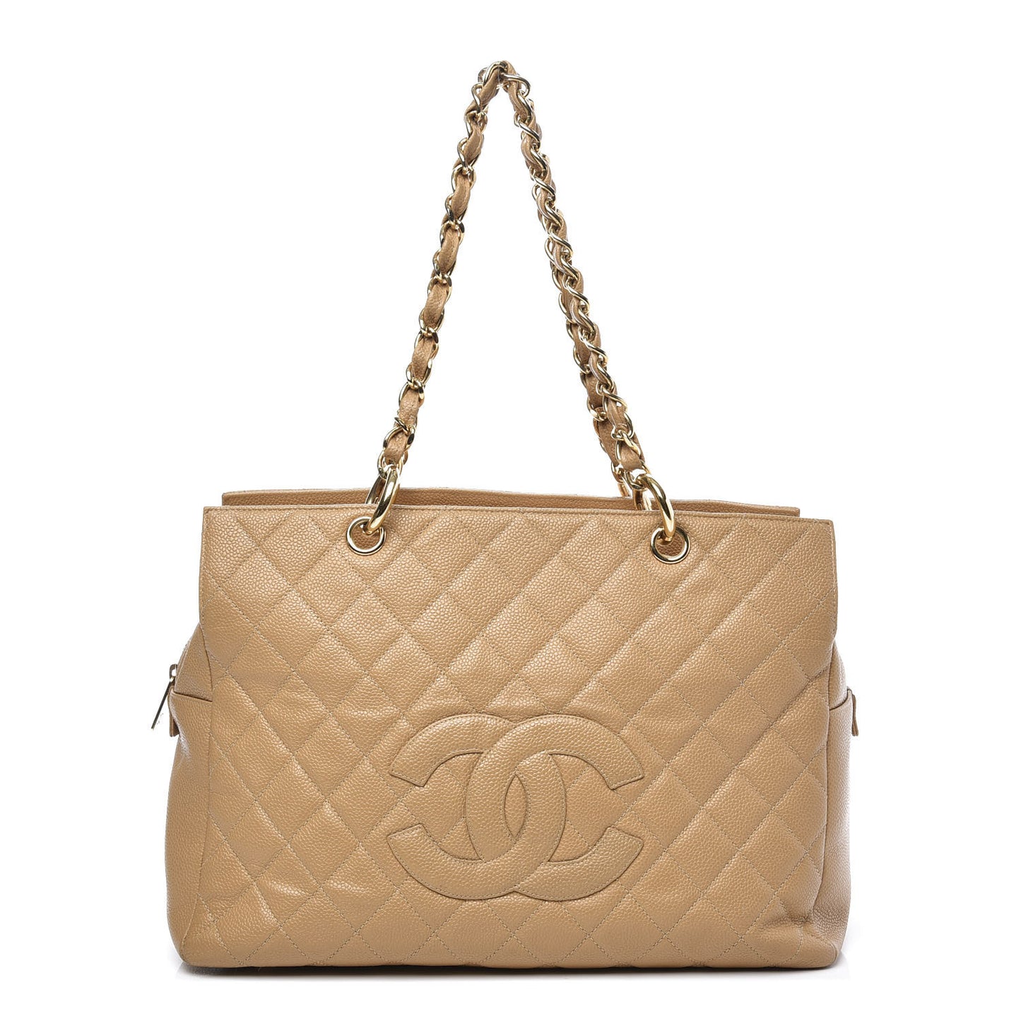 Caviar Quilted Grand Timeless Tote GTT Beige